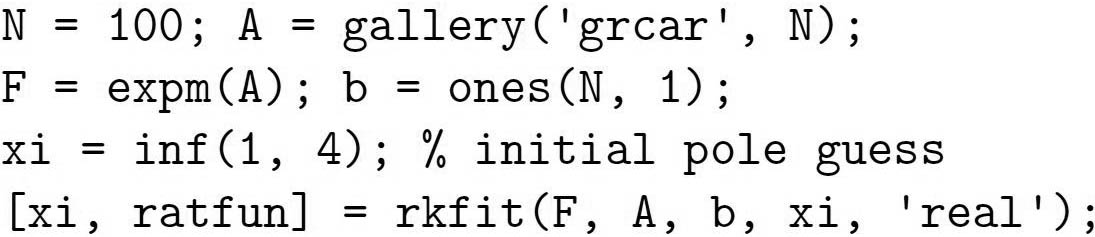 &lt;strong&gt;Figure 1.&lt;/strong&gt; Computation of a degree-4 RKFIT approximant to a matrix exponential.