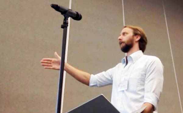Jake Stroh of the University of Colorado Anschutz Medical Campus presents a minisymposium talk entitled &quot;Progression and Pathophysiology: Quantifying the Clinical Evolution of the Human Lung under Mechanical Ventilation,&quot; at the 2022 SIAM Conference on Mathematics of Data Science, which took place in San Diego, Calif., in September 2022. SIAM photo.