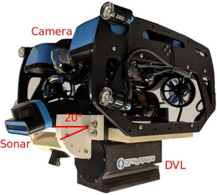 &lt;strong&gt;Figure 1.&lt;/strong&gt; The custom version of Blue Robotics&#x27; BlueROV underwater robot, which explores autonomous navigation and mapping capabilities. Figure courtesy of [1].