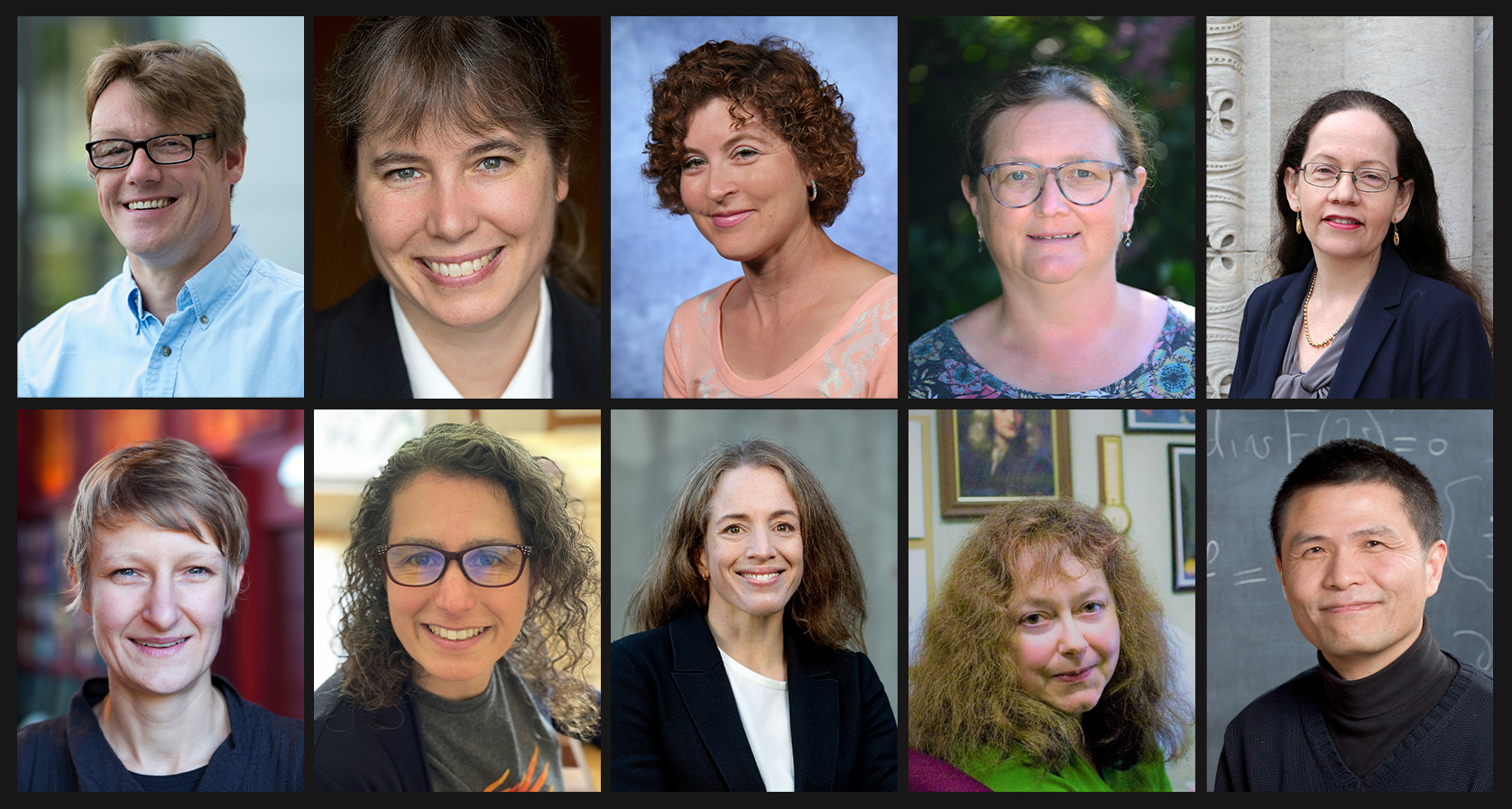 Clockwise from top left: President-elect: Sven Leyffer; Vice President-at-large: Gitta Kutyniok; Secretary: Susan Minkoff; SIAM Board of Trustees: Alison Ramage, Beatrice Riviere, and Chi-Wang Shu; and SIAM Council: Natalia Alexandrov, Inga Berre, Evelyn Sander, and Carola-Bibiane Schönlieb. Photos courtesy of the elected individuals.