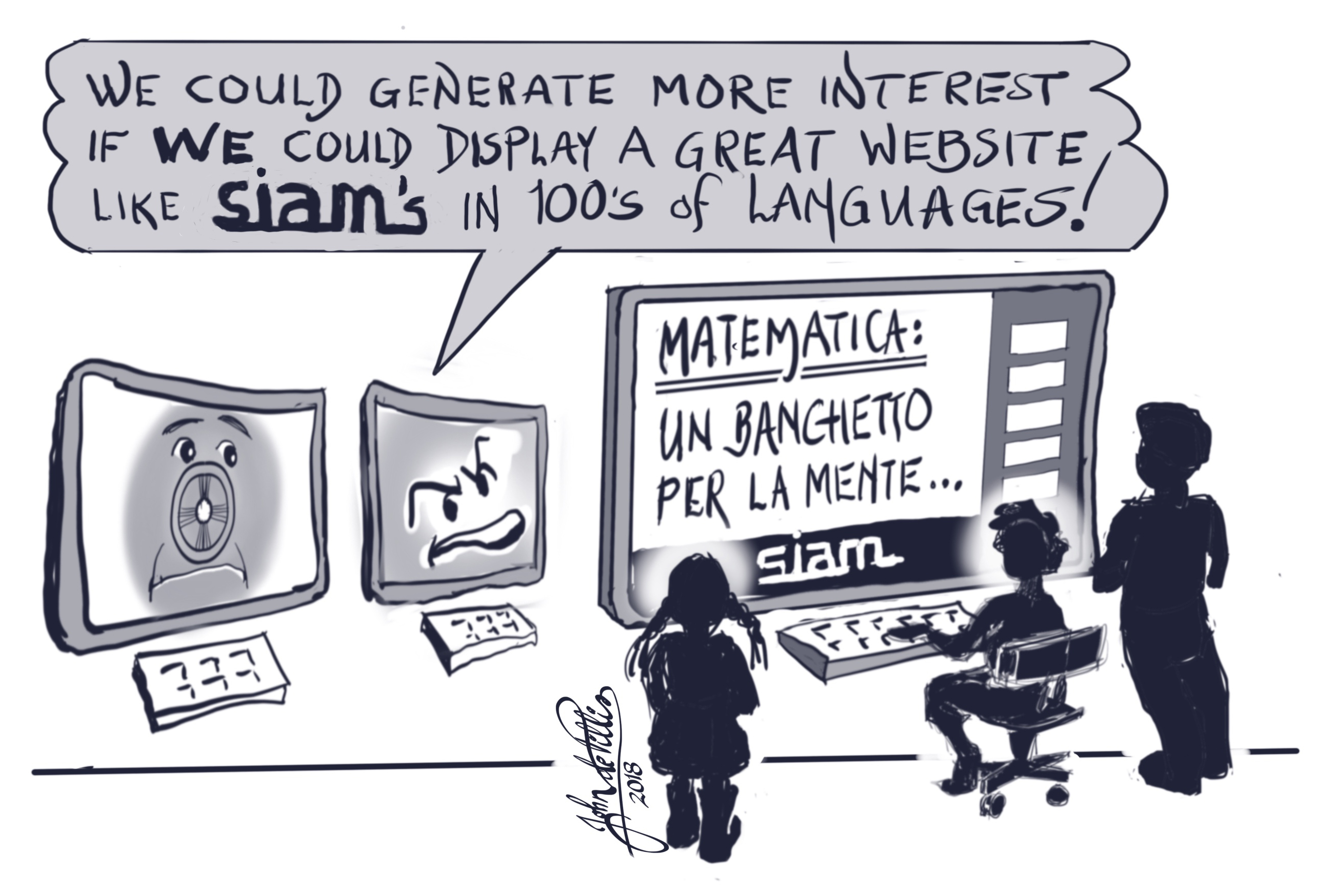 Cartoon created by mathematician John de Pillis.