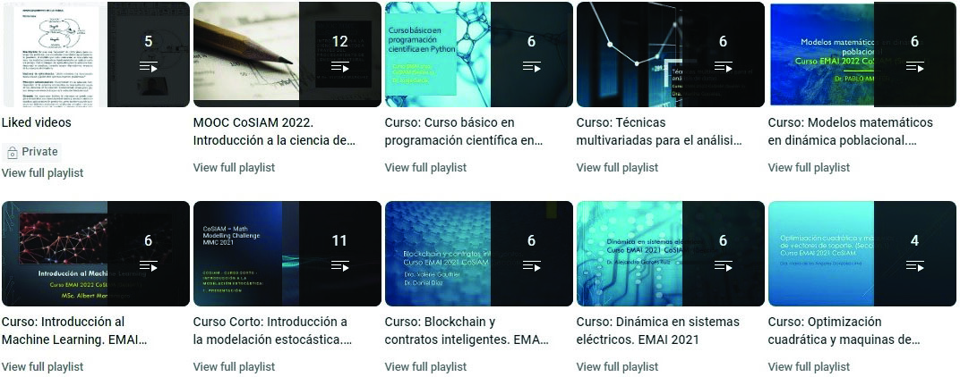 &lt;strong&gt;Figure 1.&lt;/strong&gt; Example playlists from the Colombia Section of SIAM’s (CoSIAM) &lt;a href=&quot;https://www.youtube.com/@cosiam2397&quot; rel=&quot;noopener noreferrer&quot; target=&quot;_blank&quot;&gt;YouTube Channel&lt;/a&gt;.