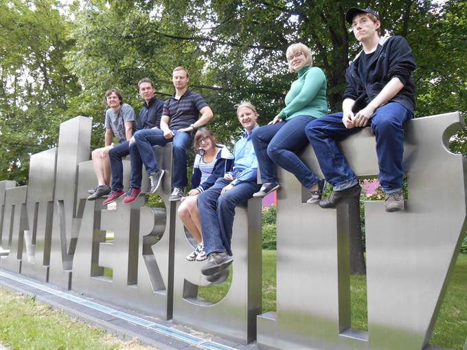 The inaugural slate of officers for the SIAM chapter in Magdeburg, from left: Heiko Weichelt, Martin Hess, Norman Lang, Jessica Bosch, Matthias Voigt, Kristin Held, and Constantin Kwiatkowski.