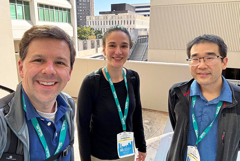 From left to right: Organizing Committee co-chairs David Gleich, Rachel Ward, and Eric Chi gather for a photo at the 2024 SIAM Conference on Mathematics of Data Science, which was held in Atlanta, Ga., last October. Photo courtesy of the authors.