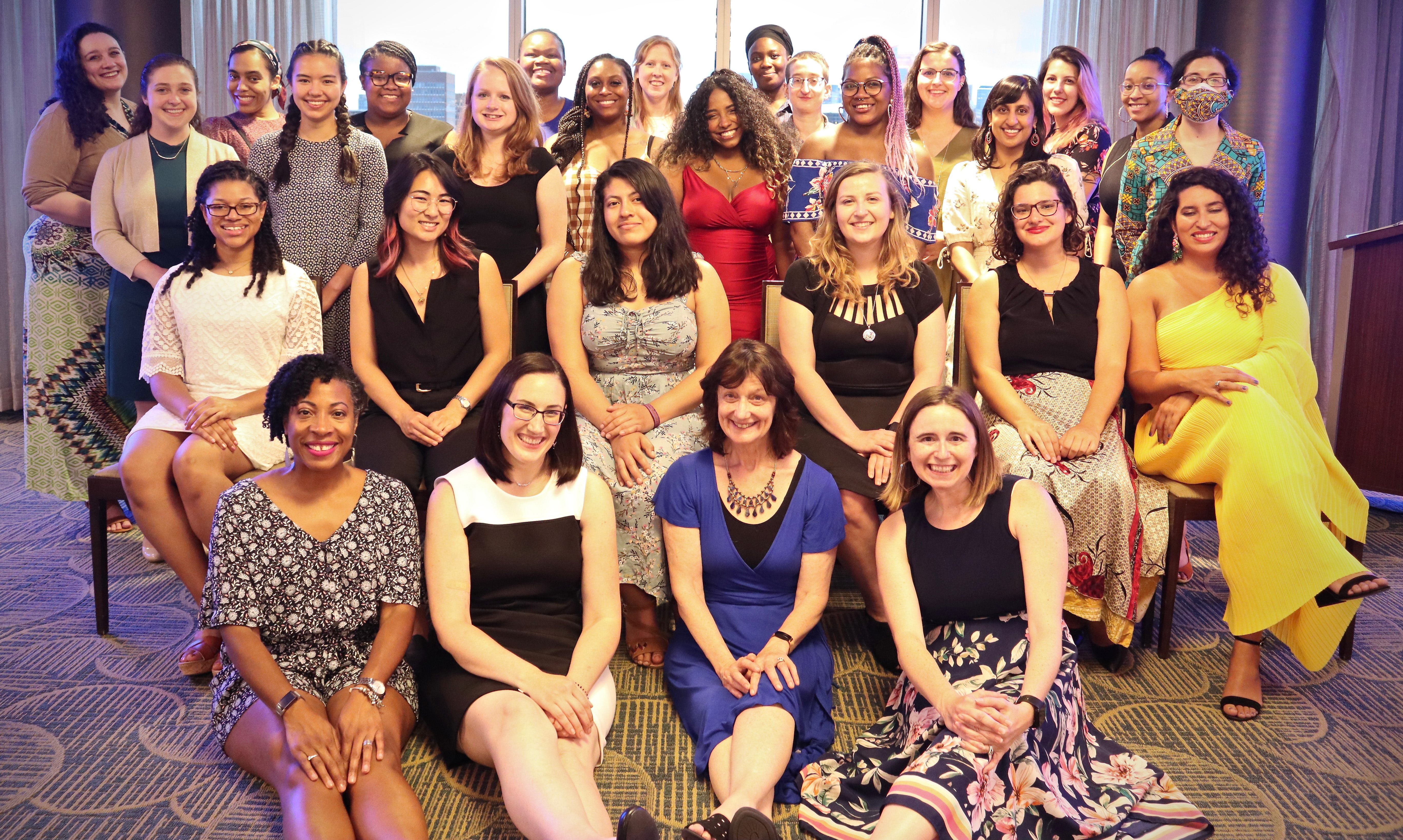 Students, faculty, mentors, administrative staff, and EDGE alumnae celebrate with a banquet during the 2021 EDGE Summer Program, which took place in June at the University of Minnesota, Twin Cities. Photo courtesy of the EDGE Foundation.