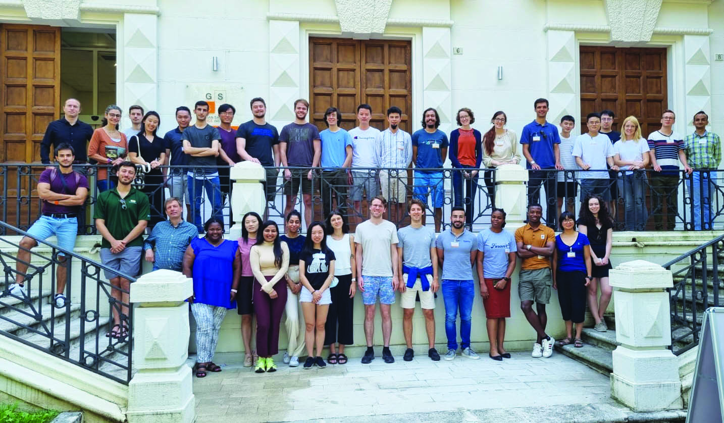 Participants of the 2022 Gene Golub SIAM Summer School (G2S3)—which took place in L’Aquila, Italy, in August 2022—gather for a group photo outside of the Gran Sasso Science Institute. Photo courtesy of Fabio Paolucci.