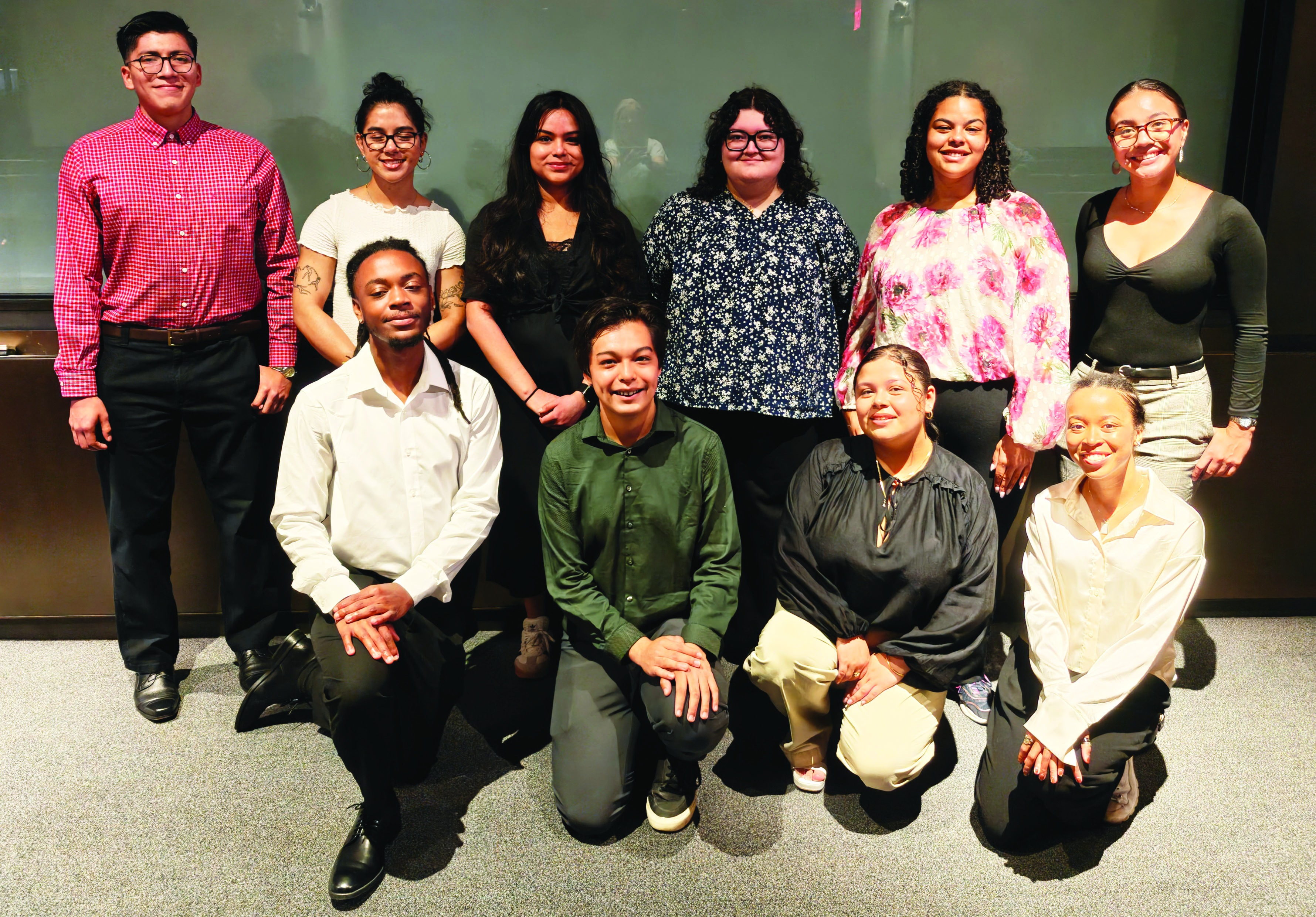 Student participants of the 2025 SIAM-Simons Undergraduate Summer Research Program visit the Simons Foundation’s Flatiron Institute in New York City, where they presented the results of their ongoing projects. Author Mia Escobar of the University of Washington Tacoma is fourth from left in the back row, and Valentin Garcia of Brown University is second from left in the front row. Photo courtesy of SIAM.