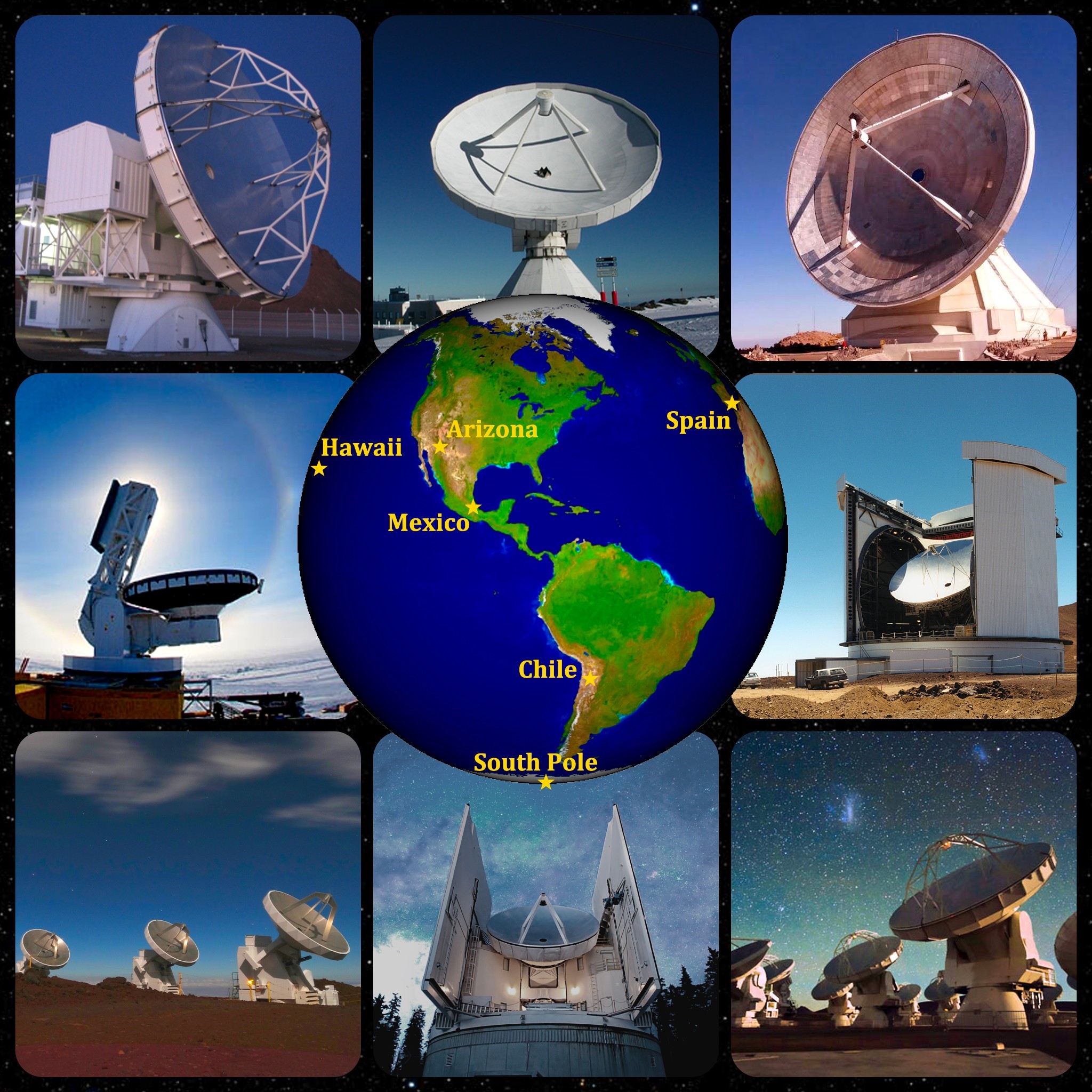 &lt;strong&gt;Figure 2.&lt;/strong&gt; Synchronized telescopes across the globe form a virtual telescope called the Event Horizon Telescope that can achieve an unprecedented resolution. Figure courtesy of Kristy Johnson.