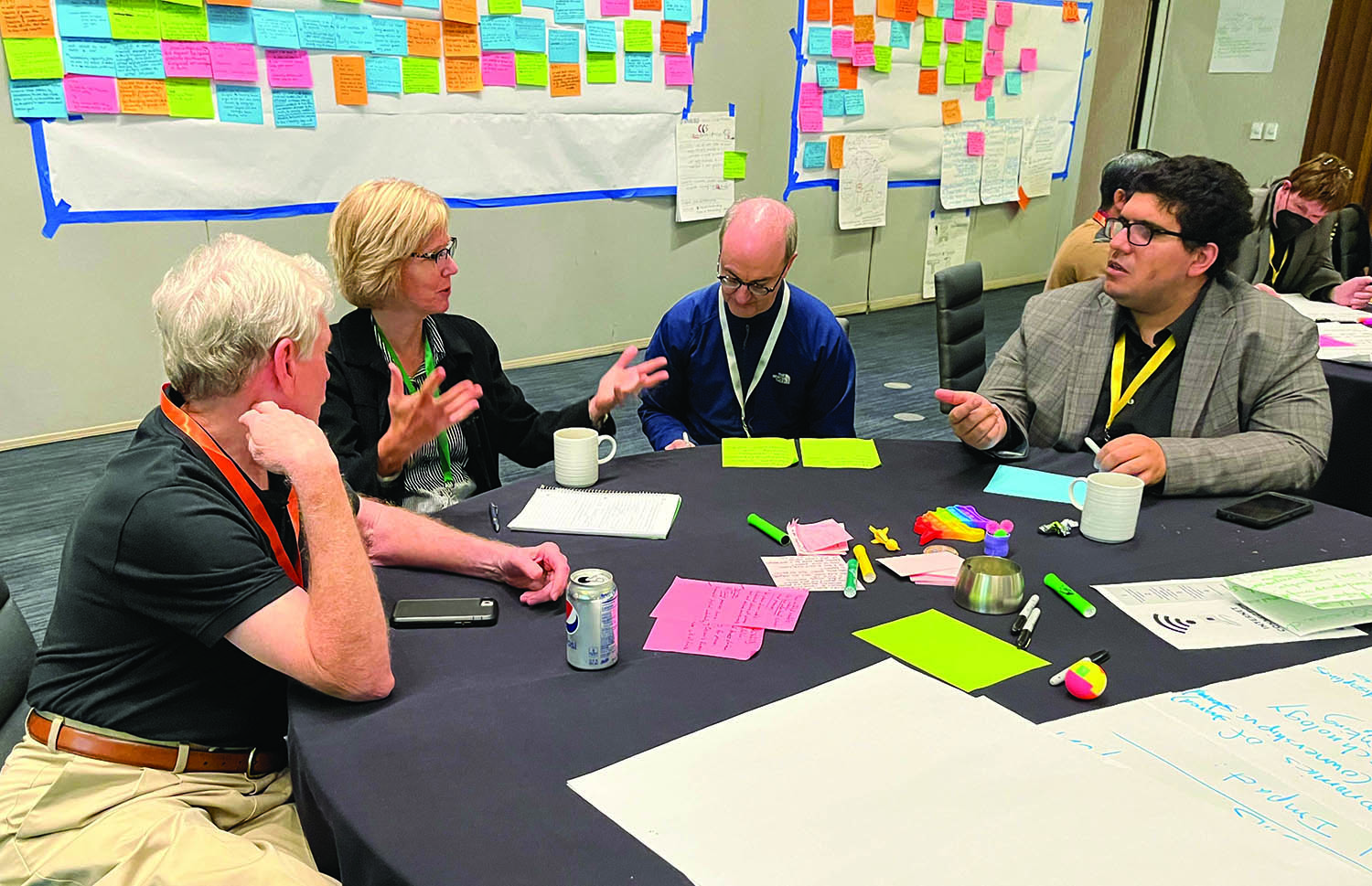 Participants brainstorm “WIBGIs” (Wouldn’t It Be Great If...) during the SIAM Convening on Climate Science, Sustainability, and Clean Energy, which was held in Tyson’s Corner, Va., in October 2022. This engaging activity eventually led to the creation of nine recommendations for federal research and development agencies that pertain to future directions of climate research and sustainability. Photo courtesy of Annie Imperatrice.