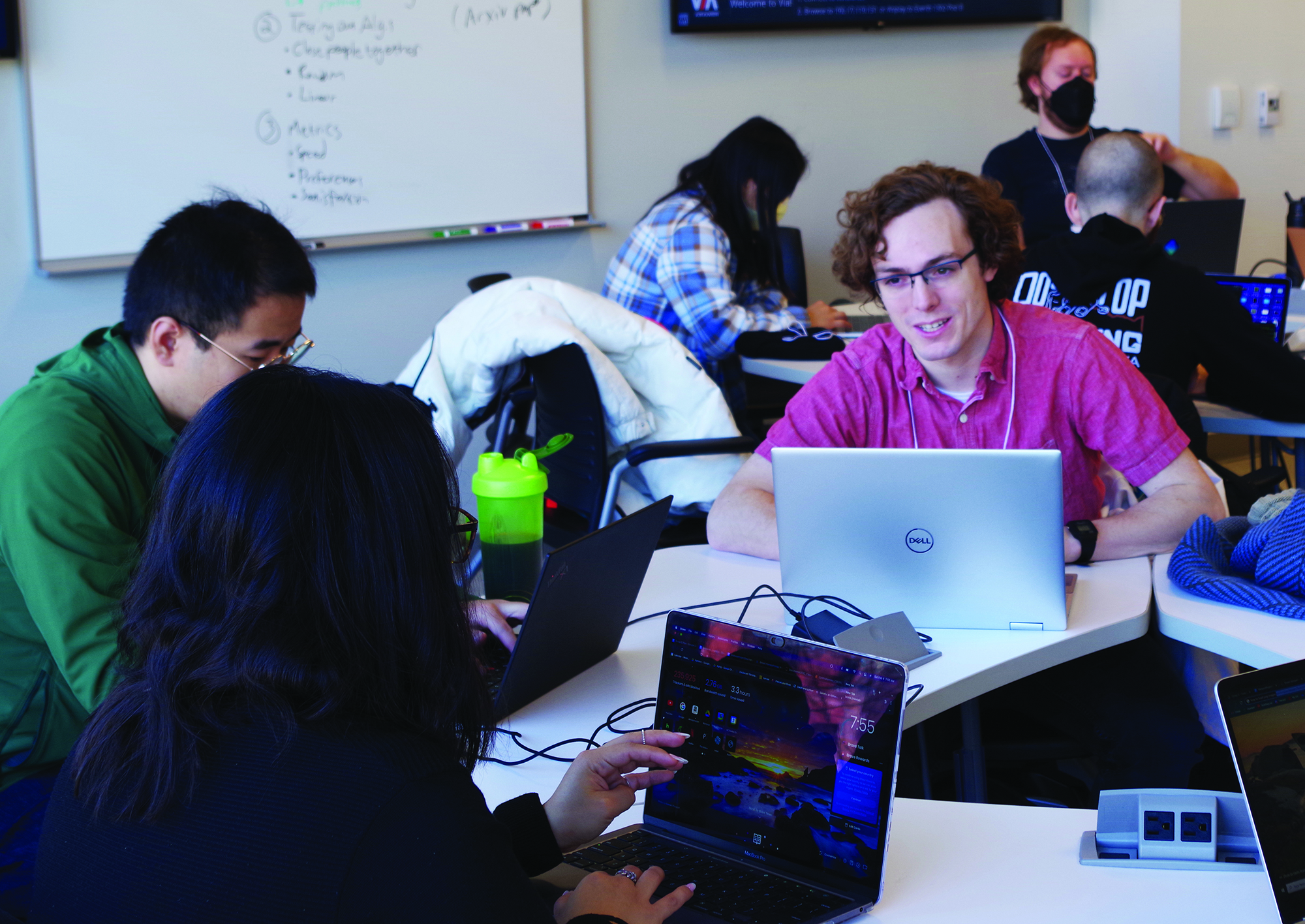 In February 2023, the capstone “Project Workshop” of the Internship Network in the Mathematical Sciences (INMAS) united students from throughout the network for an intensive weekend of collaboration on problems in mathematical modeling and data science. Photo courtesy of the Department of Mathematics at the University of Illinois Urbana-Champaign.