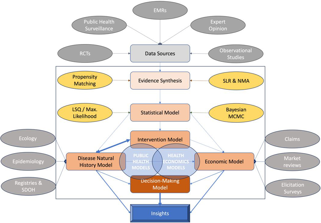 &lt;strong&gt;Figure 2.&lt;/strong&gt; Components of a decision-making process and examples of corresponding evidence. Figure courtesy of Anuj Mubayi.