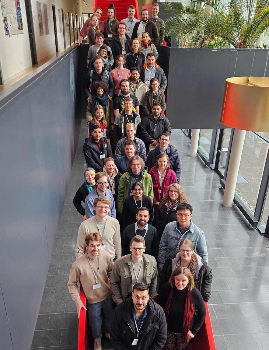 Attendees of the 2025 Meeting of the European SIAM and GAMM Student Chapters, which was held at the University of Potsdam in March, gather for a group photo. Photo courtesy of Alexandra Faber.
