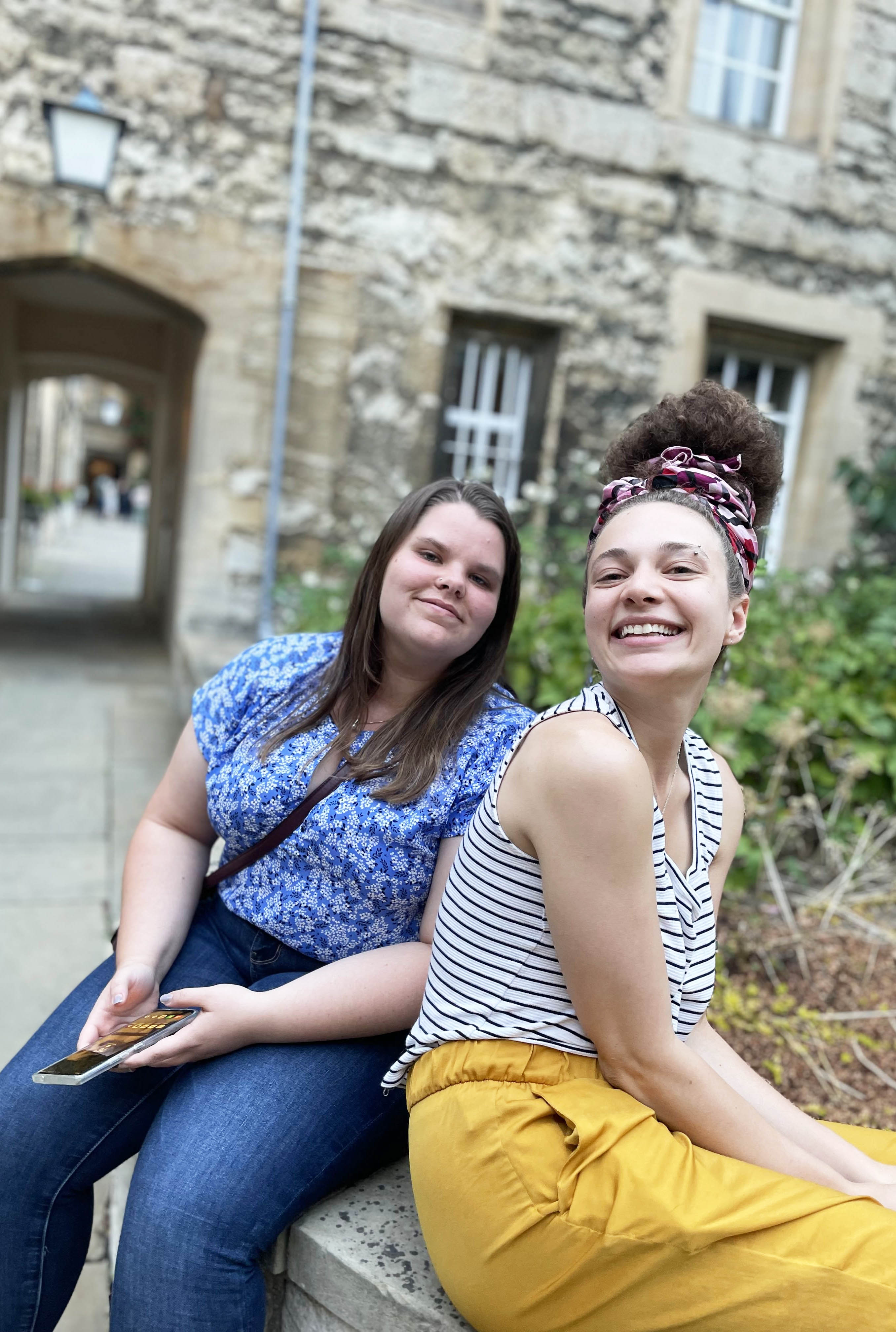 2022 SIAM EDGE Fellow Connor Parrow (left) and EDGEr Nyah Davis relax at St. John’s College at the University of Oxford during the 2022 EDGE Summer Program. Photo courtesy of the EDGE Foundation.