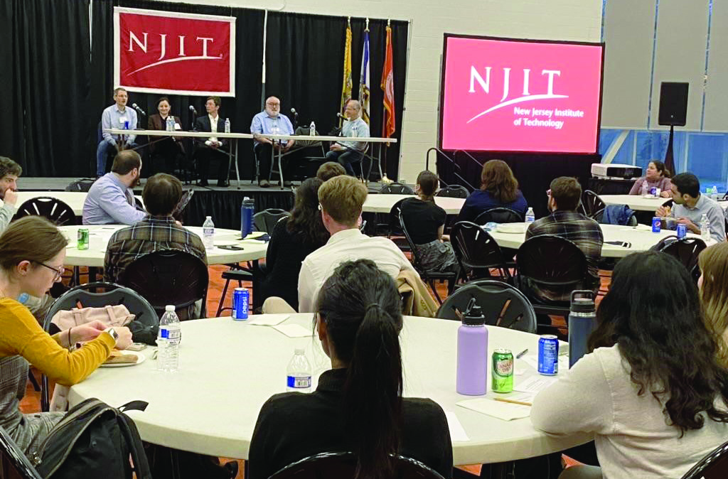 Students attend the industry question-and-answer panel with experts in the field during the introductory mixer event at the first annual meeting of the SIAM New York – New Jersey – Pennsylvania Section (SIAM-NNP), which took place at New Jersey Institute of Technology in October 2023. Photo courtesy of Roy Goodman.