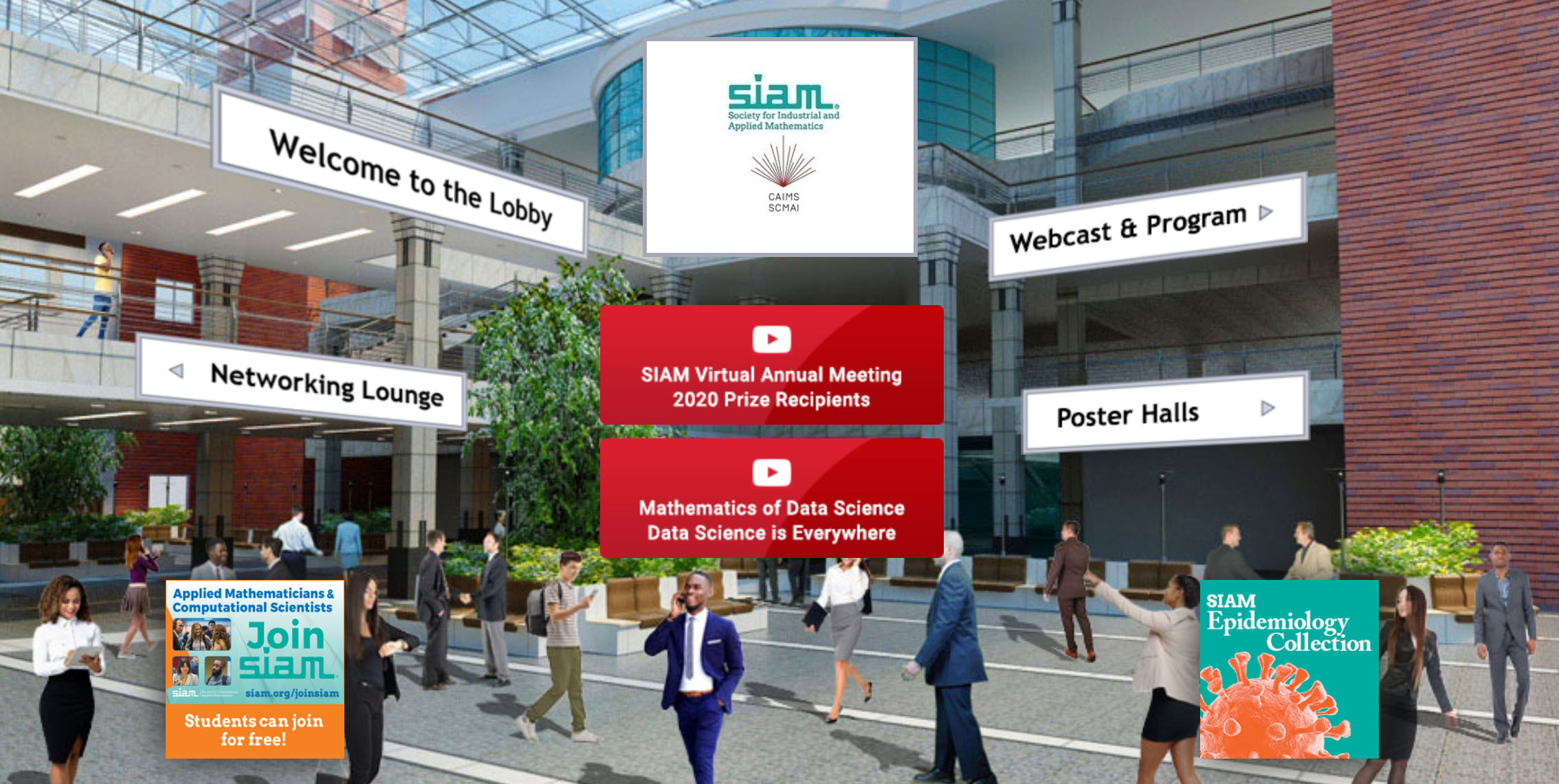 <strong>Figure 1.</strong> Lobby space at the Second Joint SIAM/CAIMS Annual Meeting (AN20), which took place virtually this July.