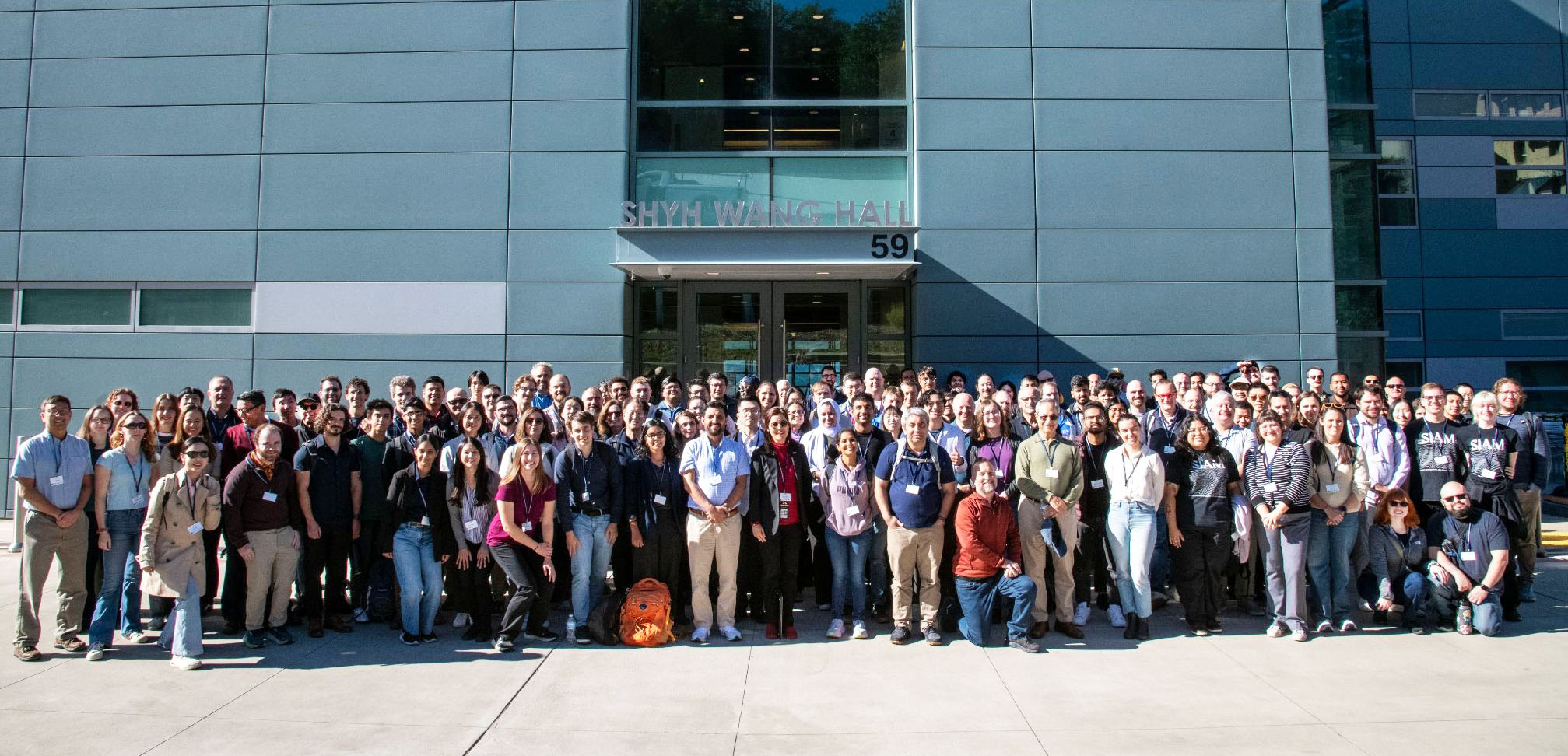 Attendees of the 2nd SIAM Northern and Central California Sectional Conference, which took place at Lawrence Berkeley National Laboratory in October 2025, pose for a group photo. Participants enjoyed two days of collaboration, innovation, and community in applied mathematics and scientific computing. Photo courtesy of Bonnie Powell.