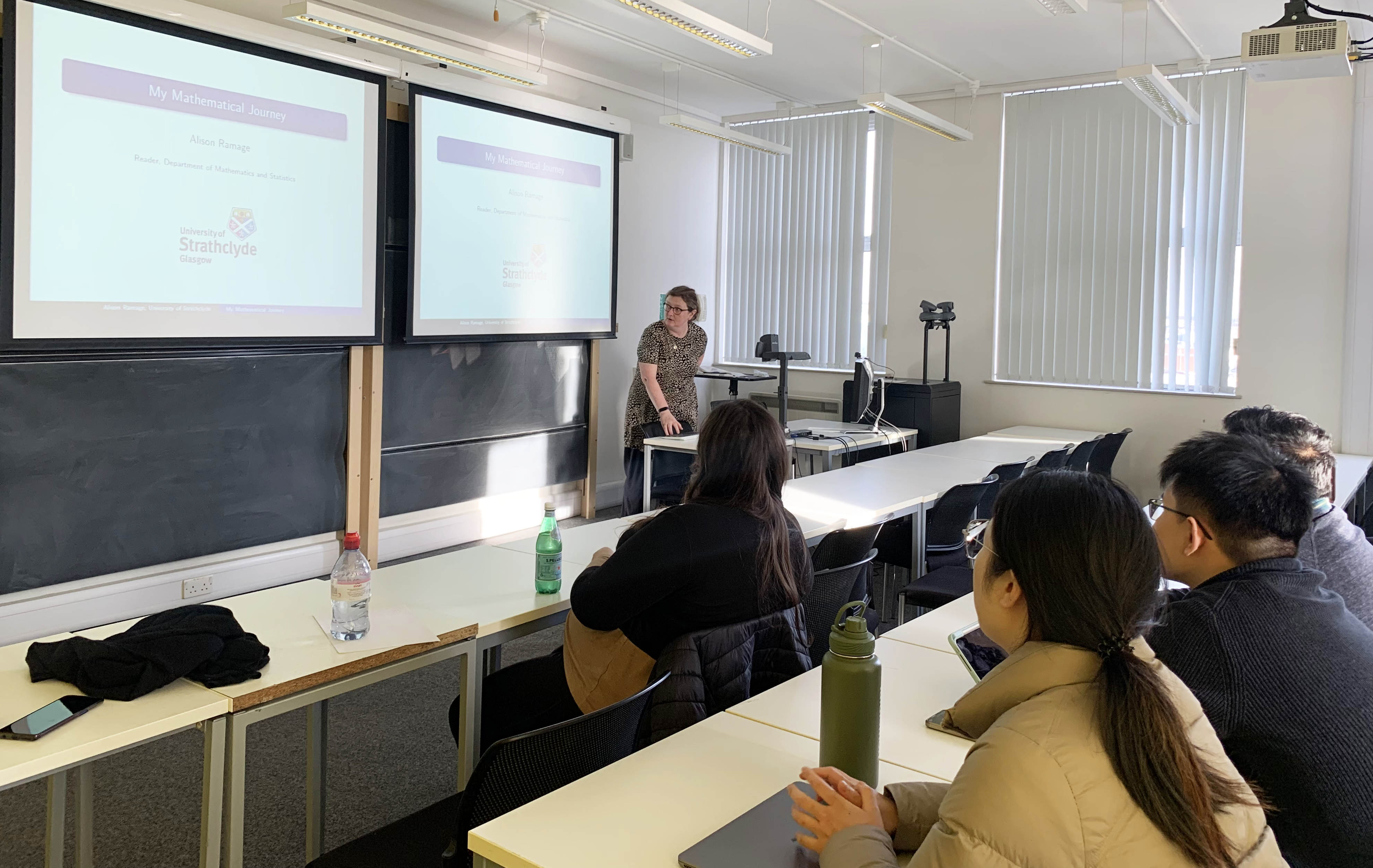 During the University of Strathclyde SIAM-IMA Student Chapter’s event to celebrate the 2023 International Day of Women and Girls in Science on February 15, Alison Ramage reflected upon her educational pathway and spoke about the factors that led to her current position at Strathclyde. Photo courtesy of Sophie McLauchlan.