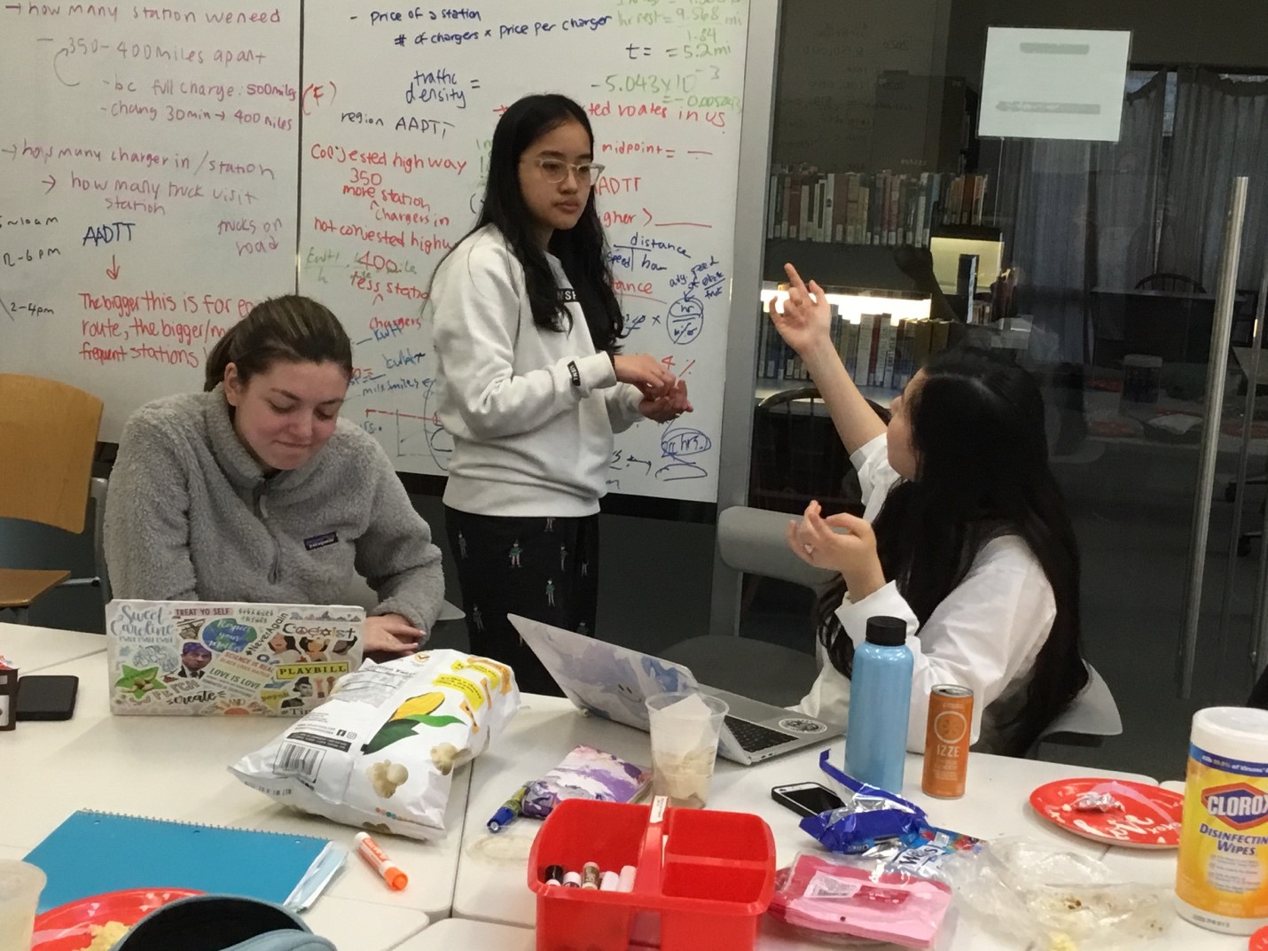 Whiteboard walls are the best tools for mind-mapping a problem when the clock is ticking and everyone has something to add. Photo courtesy of Alexandra Schmidt.