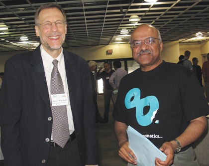 NSF’s Division of Mathematical Sciences was well represented in Minneapolis. Shown here are DMS deputy director Henry Warchall (left), whose presentation of special funding opportunities for the SIAM community is outlined in the article "Thinking of Graduate School? Check Out NSF Fellowships," and DMS director Sastry Pantula, who was a member of another panel, convened to discuss big data.