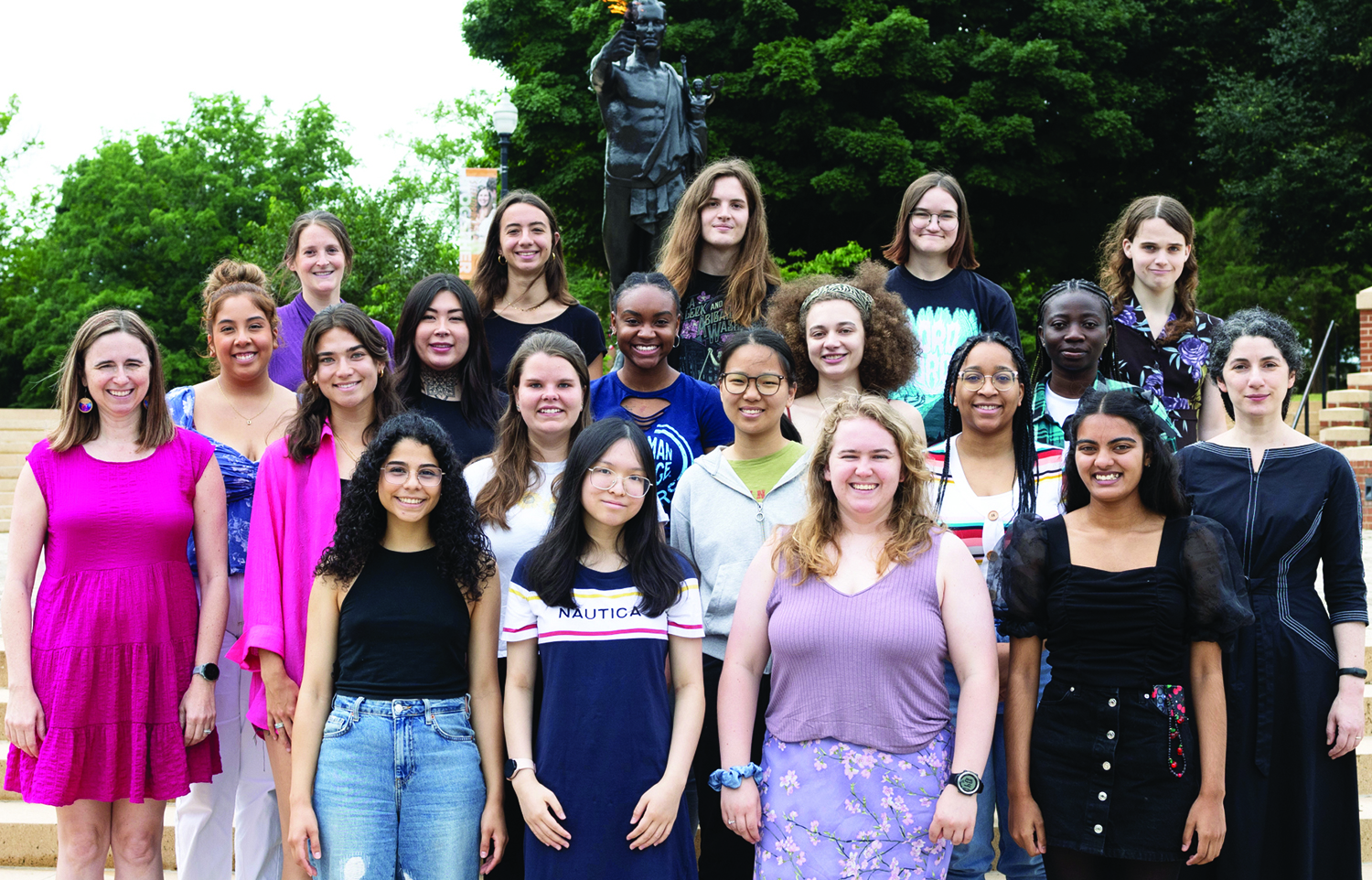 Participants, mentors, and faculty of the 2024 EDGE Summer Program—which was held in June at the University of Tennessee, Knoxville—gather for a group photo. The month-long program familiarized students with concepts in linear algebra, real analysis, measure theory, and applied mathematics and statistics. Photo courtesy of the EDGE Foundation.