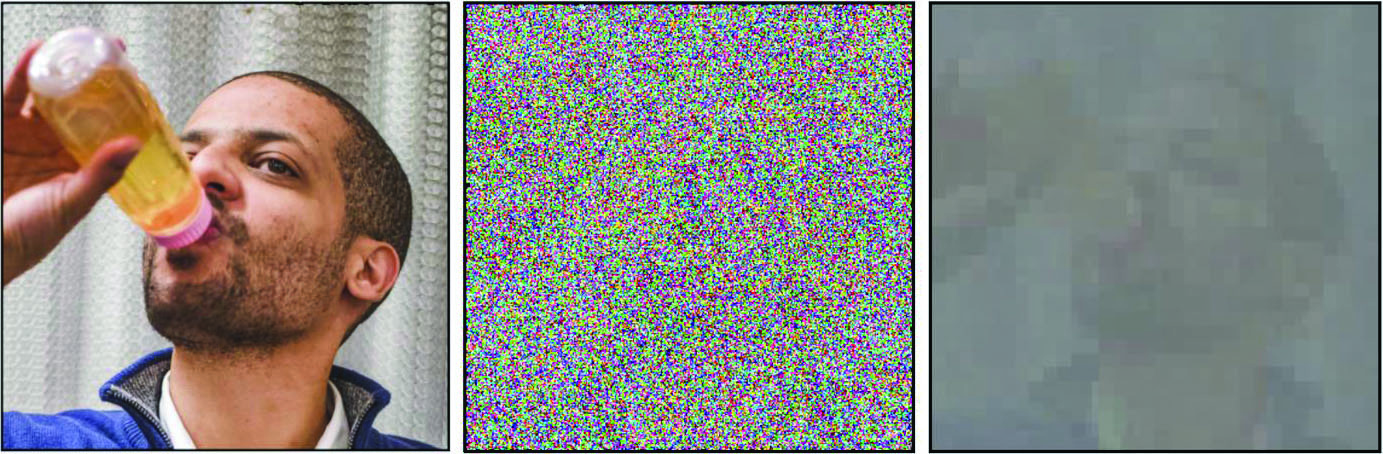 &lt;strong&gt;Figure 1.&lt;/strong&gt; Simply adding noise to data does not necessarily remove content. Here, the original image &lt;strong&gt;(1a)&lt;/strong&gt; is strongly perturbed &lt;strong&gt;(1b)&lt;/strong&gt;, but a wavelet-based denoiser reveals the preservation of low-frequency content &lt;strong&gt;(1c)&lt;/strong&gt;. Figure courtesy of Jelani Nelson.