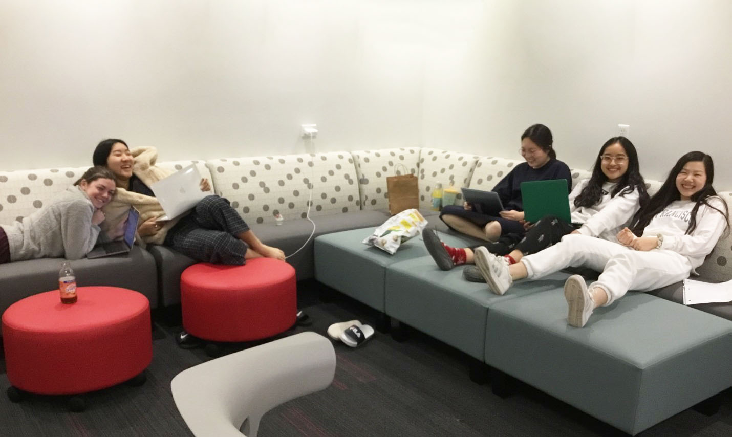 With the right team and the right attitude, 14 hours of math modeling can still include moments that are as fun as a slumber party. Photo courtesy of Alexandra Schmidt.