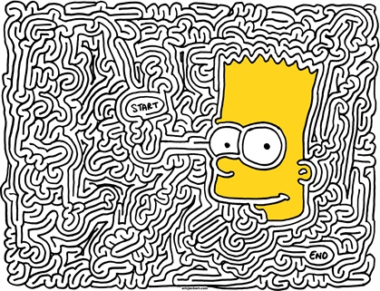 Bart Simpson as a maze. From <em>Math Bytes by Tim Chartier.</em>