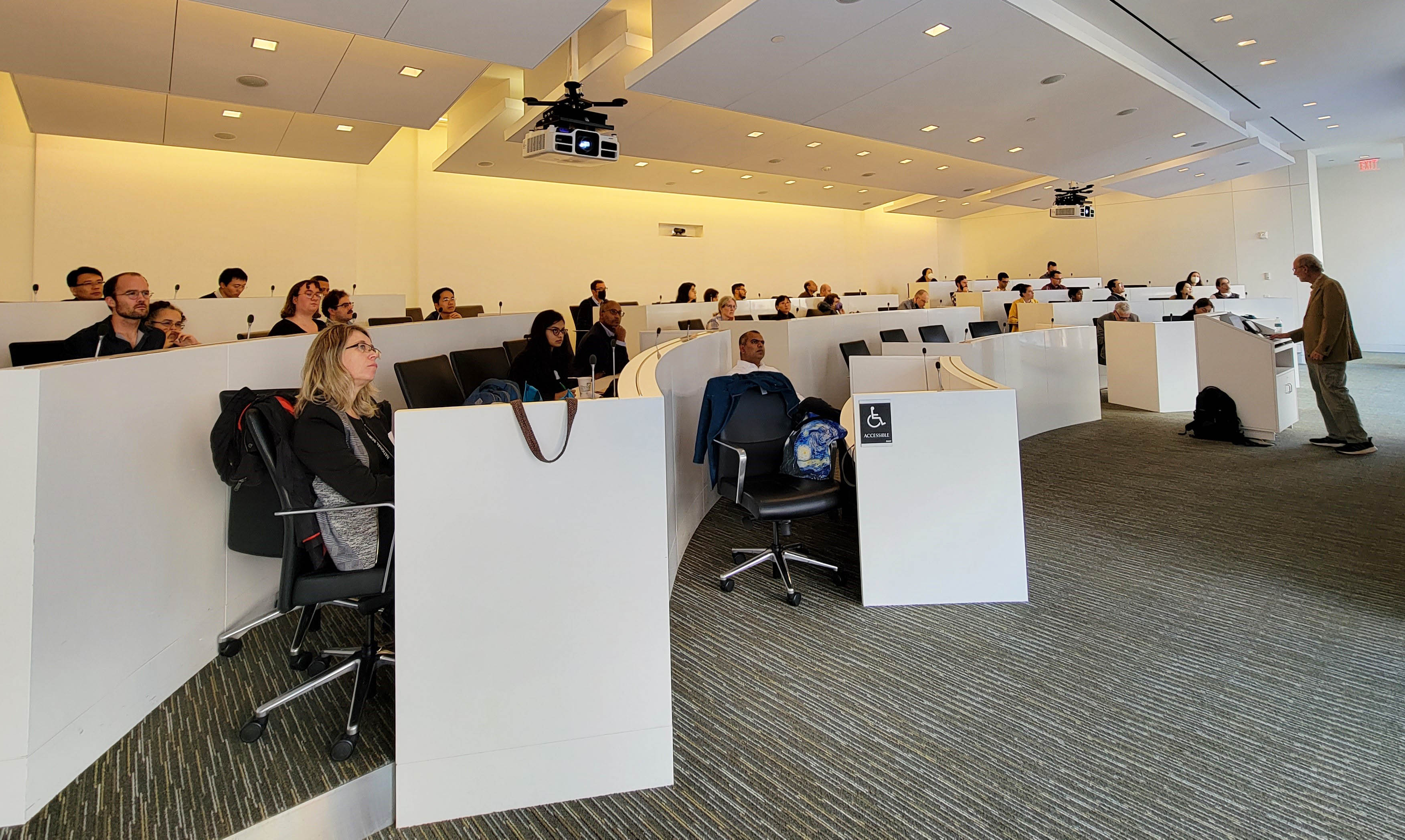 Howard Elman (University of Maryland, College Park) delivers an engaging plenary talk during the 2022 SIAM Washington, D.C.-Baltimore Section Annual Meeting, which took place in Arlington, Va., in November 2022. Photo courtesy of Ratna Khatri.