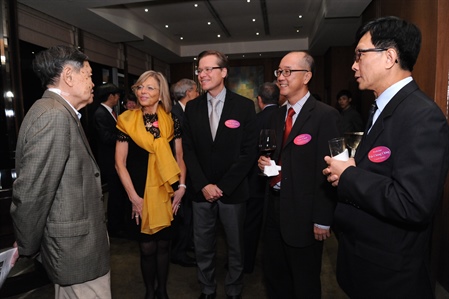 Joining David Donoho (center) in Hong Kong during the 2013 Shaw Prize festivities were, from left, C.N. Yang, a 1957 Nobel laureate in physics; Miriam Donoho; Tony Chan, president of the Hong Kong University of Science and Technology; and Pak-Chung Ching, pro-vice-chancellor/vice-president of the Chinese University of Hong Kong. Donoho gave the prize lecture for the mathematical sciences, titled “Compressed Sensing: Past, Present, Future," at HKUST on September 24. Photo courtesy of David Donoho.