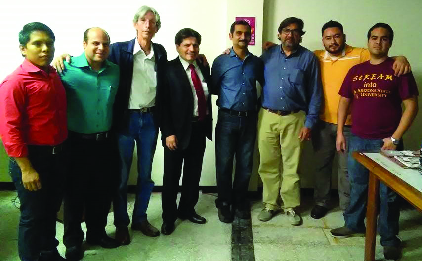 An international research and educational training workshop—funded by a Partnerships for Enhanced Engagement in Research (PEER) grant from the U.S. Agency for International Development—took place in El Salvador in January 2017. Anuj Mubayi (fourth from right), Oscar Picardo, and Victor Cuchillac organized the workshop activities, which addressed crime and insecurity in El Savador. The workshop provided professionals and student mentors with a variety of high-impact teaching strategies and activities that prepared them to meet the deliverables of the PEER Project. Photo courtesy of Oscar Picardo.