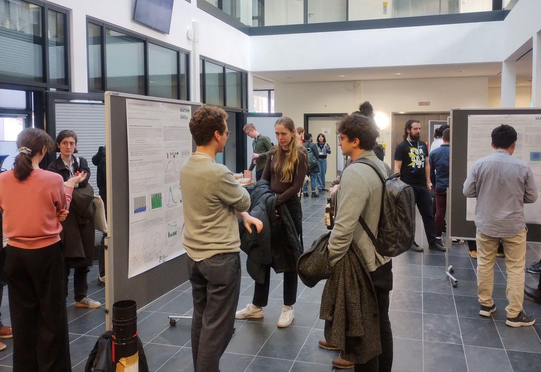 The 2025 Meeting of the European SIAM and GAMM Student Chapters, which took place in March at the University of Potsdam, featured an afternoon poster session that allowed for in-depth research discussions and the exchange of ideas. Photo courtesy of Hans Reimann.