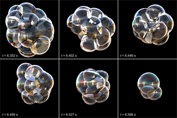 &lt;strong&gt;Figure 1.&lt;/strong&gt; Reflections on an evolving bubble cluster, combining macroscopic rearrangement, drainage of lamellae, and rupture [3].