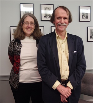 In Philadelphia for the December meeting of the SIAM Board of Trustees were departing member Kathryn Brenan and Tim Kelley, who was elected at the meeting to a third one-year term as board chair. Photo by Lois Sellers.