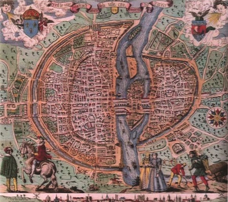 Emulating Queen Dido’s application: Medieval Paris, like many other cities of the age, was enclosed in semicircular walls, with the openings closed off by a river.